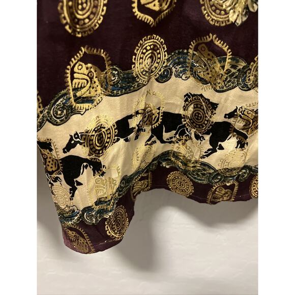 Metallic Silk by P.E.K imports Cowboy Horses Multi Color size Mens XL VINTAGE - Picture 12 of 16